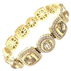 David Yurman Albion Diamond Lemon Citrine Yellow Gold Link Bracelet