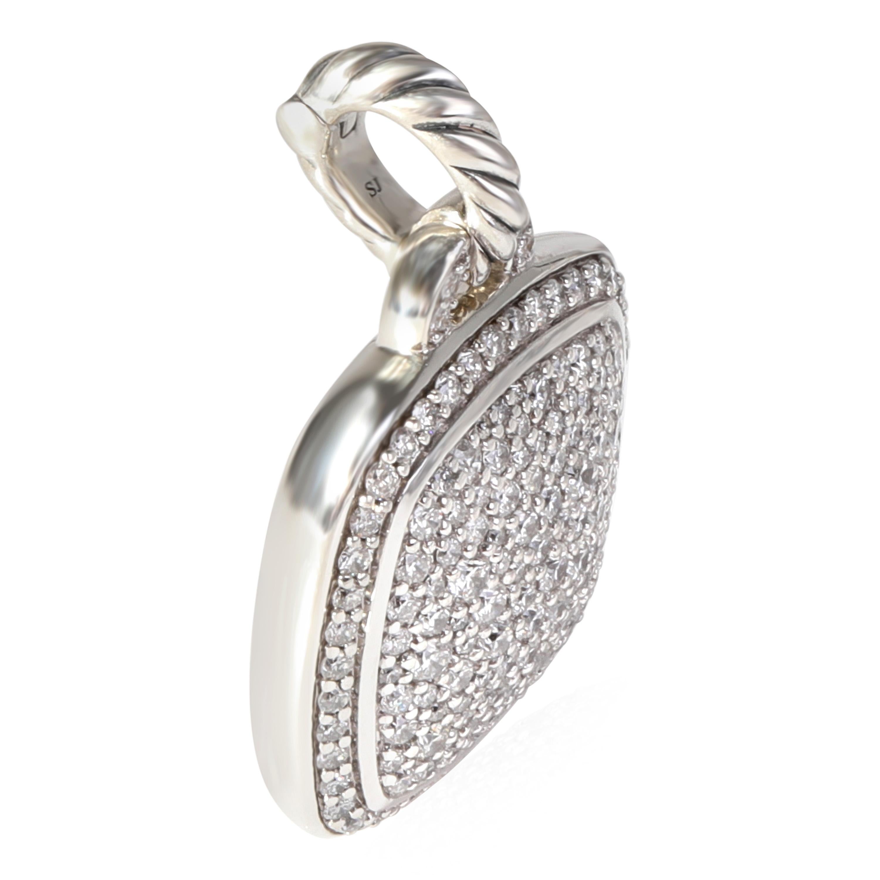 David Yurman Albion Diamond Pendant in Sterling Silver 1.55 CTW In Excellent Condition In New York, NY