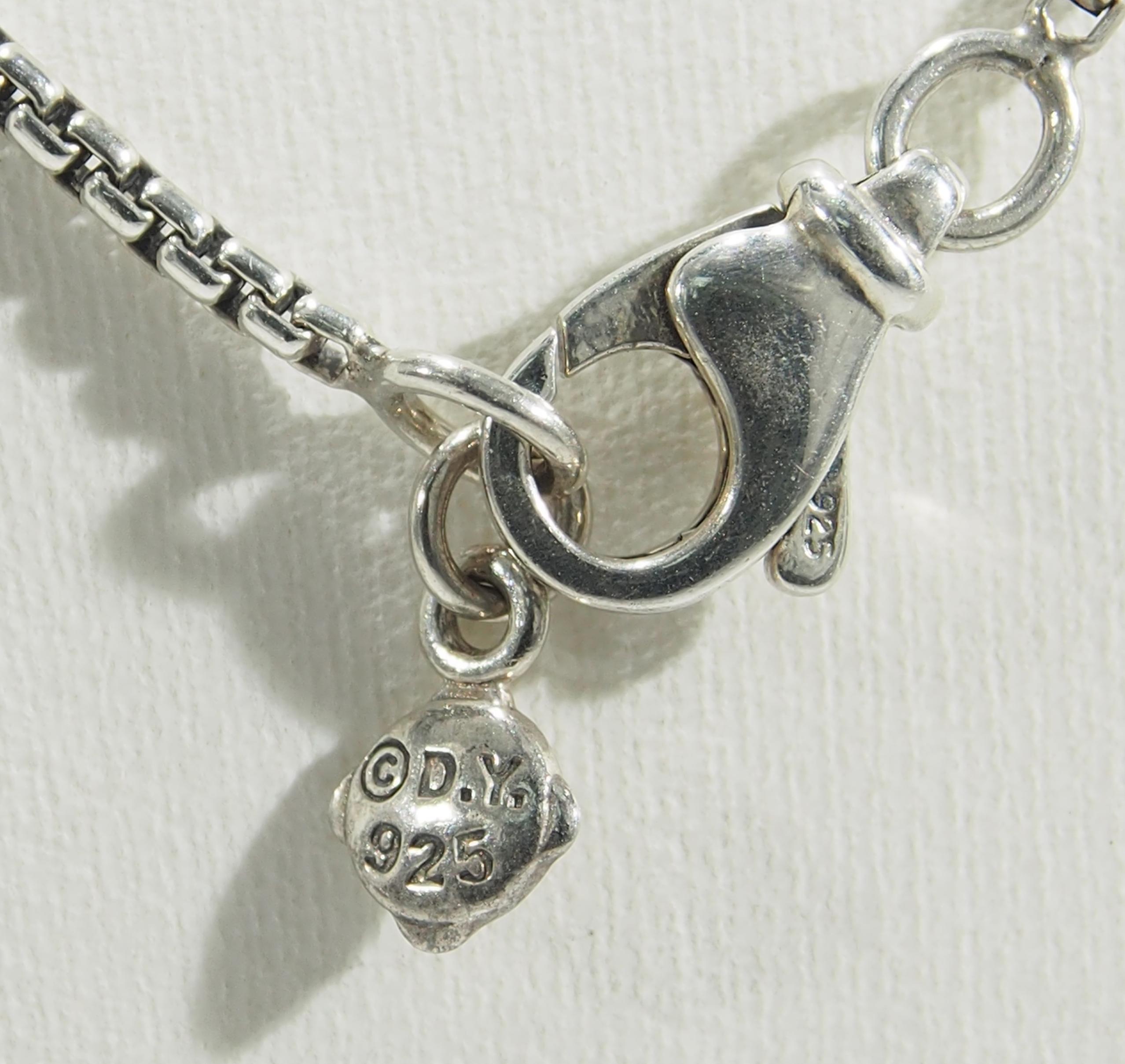 Women's or Men's David Yurman Albion Diamond Pendant Necklace Amethyst Sterling Silver