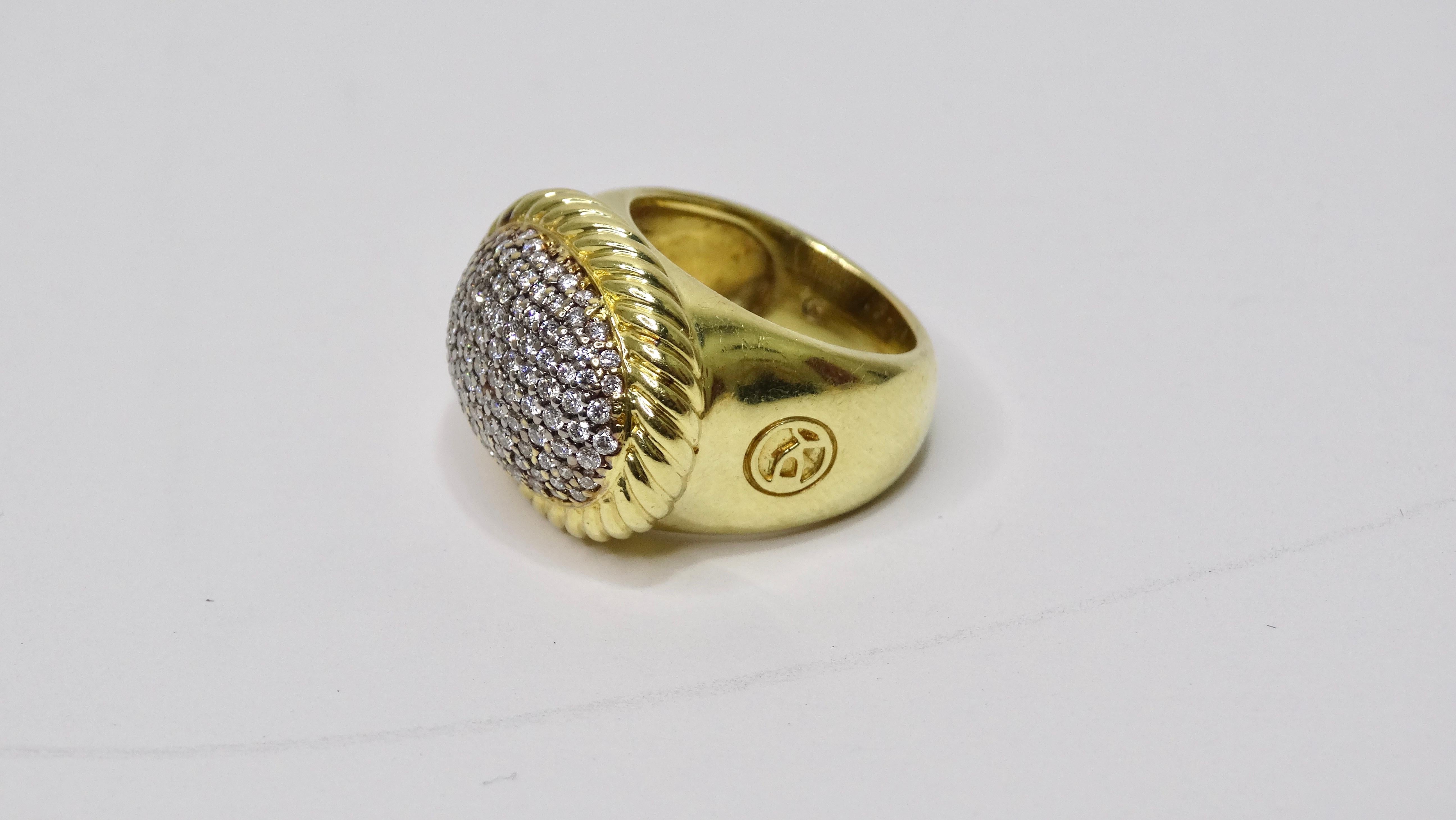 Women's or Men's David Yurman Albion Diamond Ring in 18k Gold For Sale