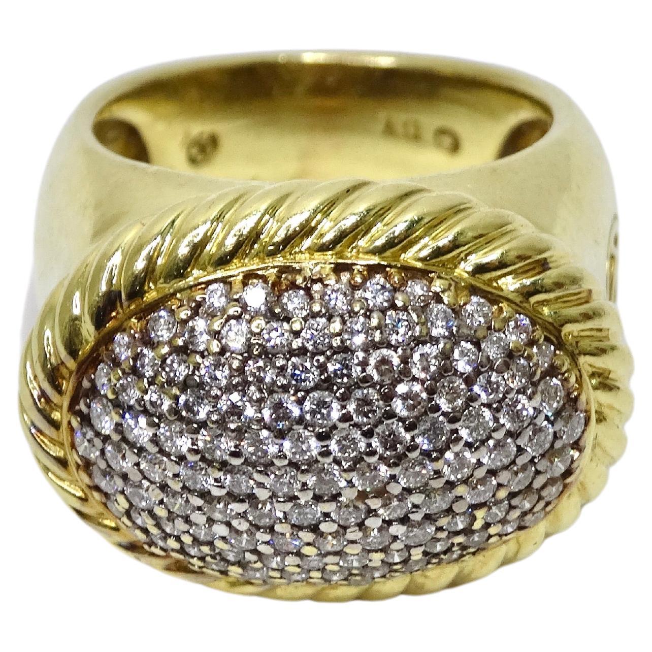 David Yurman Albion Diamond Ring in 18k Gold For Sale