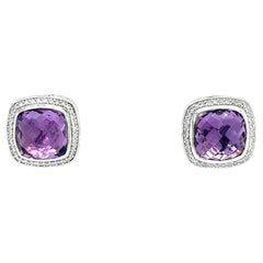 David Yurman Albion Earrings Featuring Amethyst and Diamond