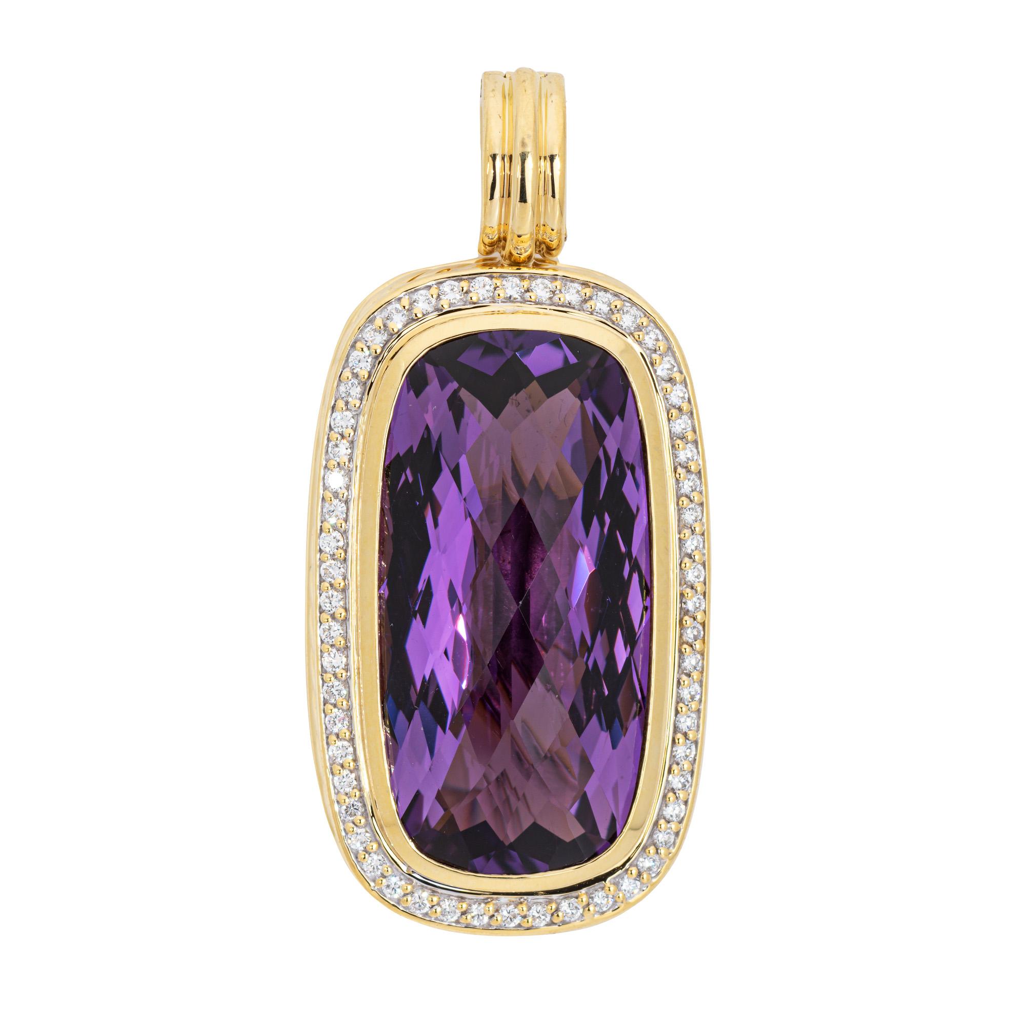 David Yurman Albion Enhancer Amethyst Diamond Estate Large Pendant 18k Gold   For Sale