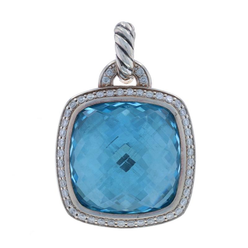 Retail Price: $2250

Brand: David Yurman
Collection: Albion
Design:  Enhancer Pendant

Metal Content: Sterling Silver

Stone Information

Natural Blue Topaz
Treatment: Routinely Enhanced
Cut: Square Cushion Checkerboard
Center Stone's Size: