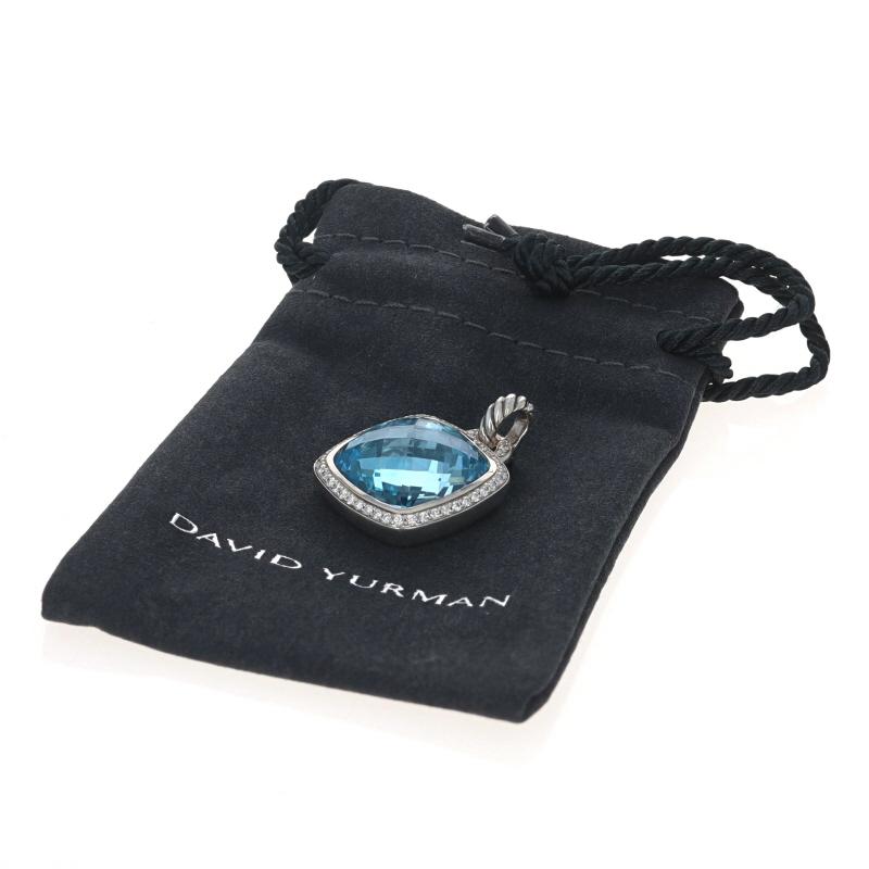 David Yurman Albion Enhancer Pendant Blue Topaz Diamond Sterling Silver .28ctw For Sale 1