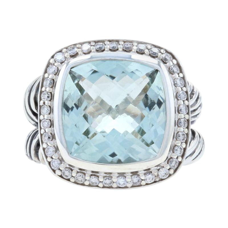 David Yurman Albion Green Amethyst & Diamond Ring Sterling, 925 Halo