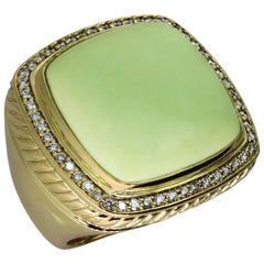 David Yurman Albion Green Chrysoprase Diamond Yellow Gold Large Ring