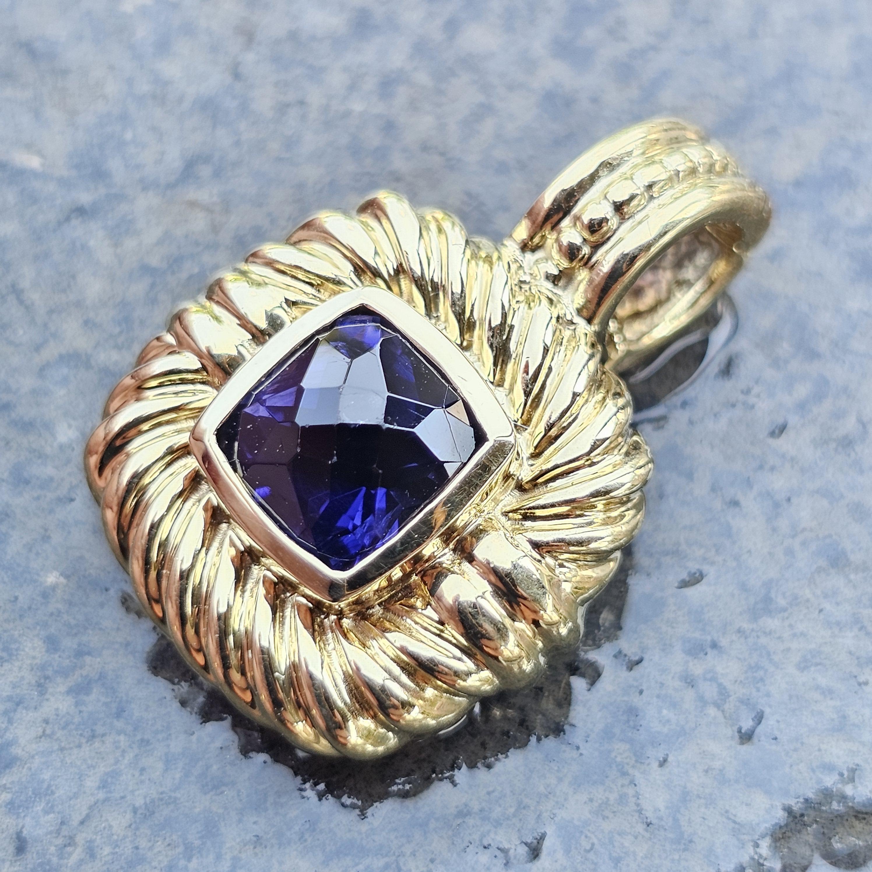 David Yurman Albion Iolite 18k Yellow Gold Cable Pendentif 1