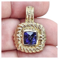 David Yurman Albion Iolith 18k Gelbgold Kabel-Anhänger 1" 9,5g 19mm breit