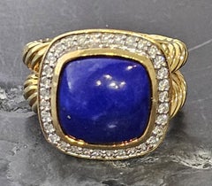 David Yurman Albion Lapis Lazuli Diamond Ring 18k Yellow Gold 12.5g sz 5.5 RARE