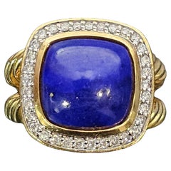 David Yurman Albion Lapis Lazuli Diamond Ring 18k Yellow Gold 12.5g sz 5.5 RARE