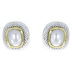 David Yurman Albion Mixed Metals Mabe Pearl Stud Earrings