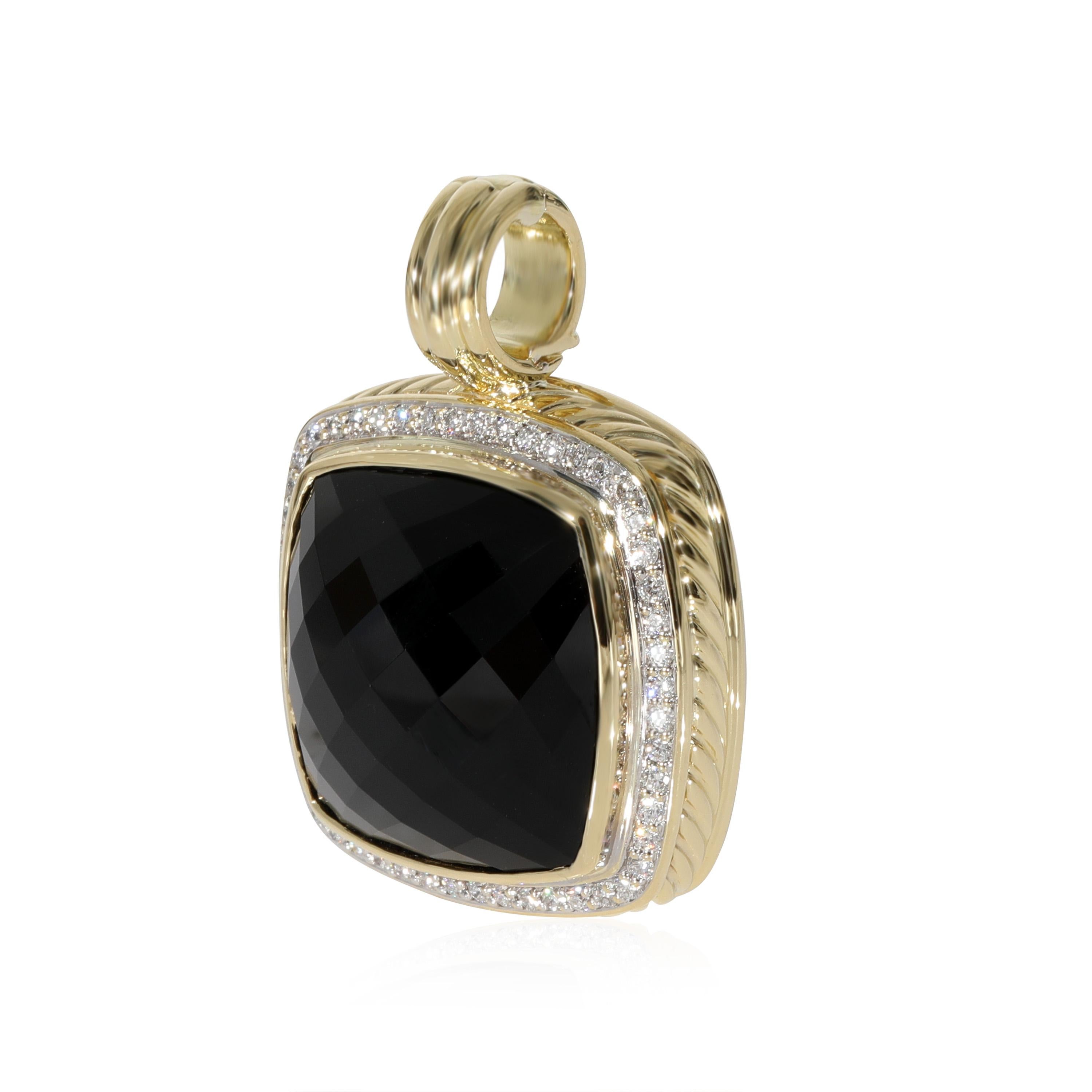 David Yurman Albion Onyx Diamond Enhancer Pendant in 18k Yellow Gold 0.50 CTW In Excellent Condition For Sale In New York, NY