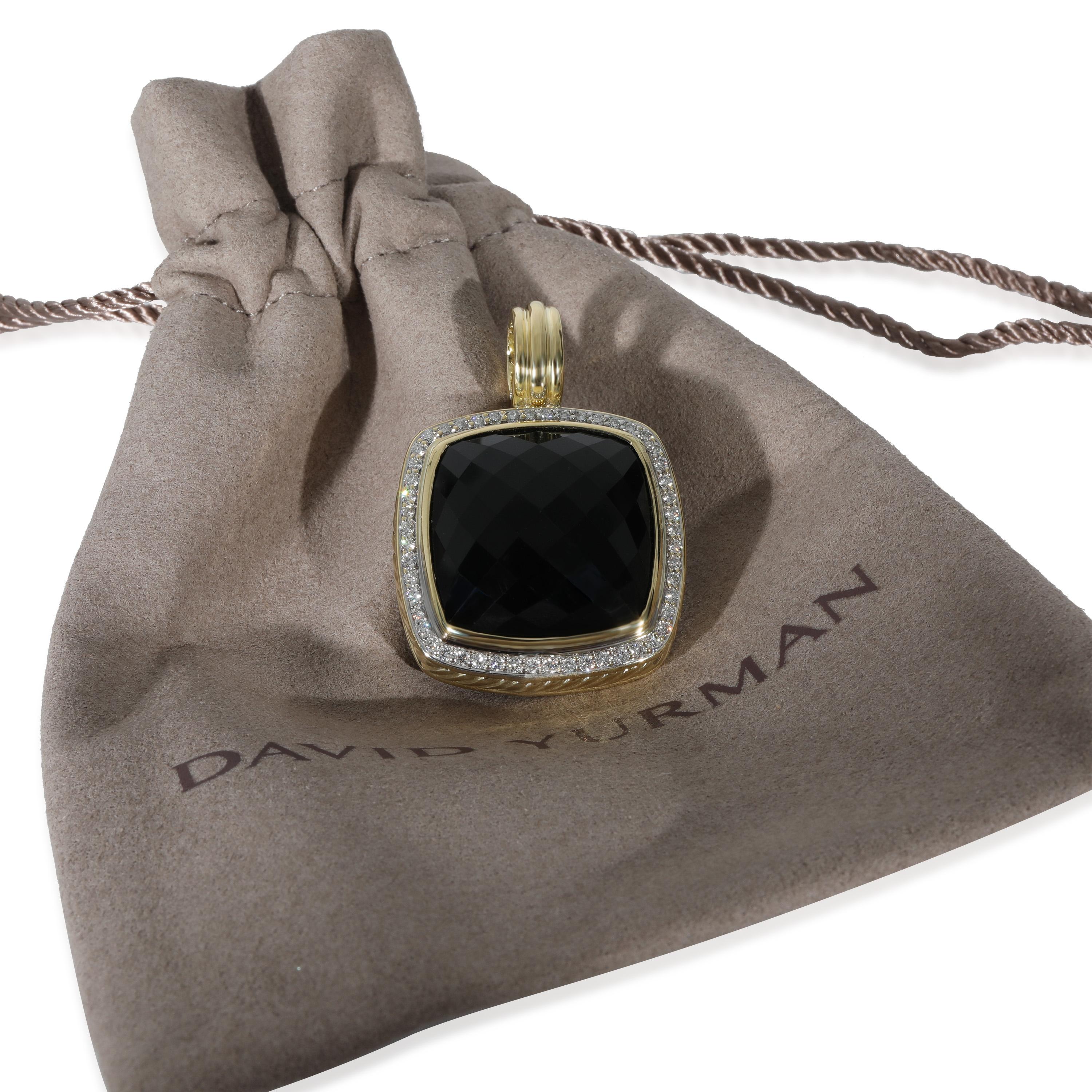 Women's or Men's David Yurman Albion Onyx Diamond Enhancer Pendant in 18k Yellow Gold 0.50 CTW For Sale