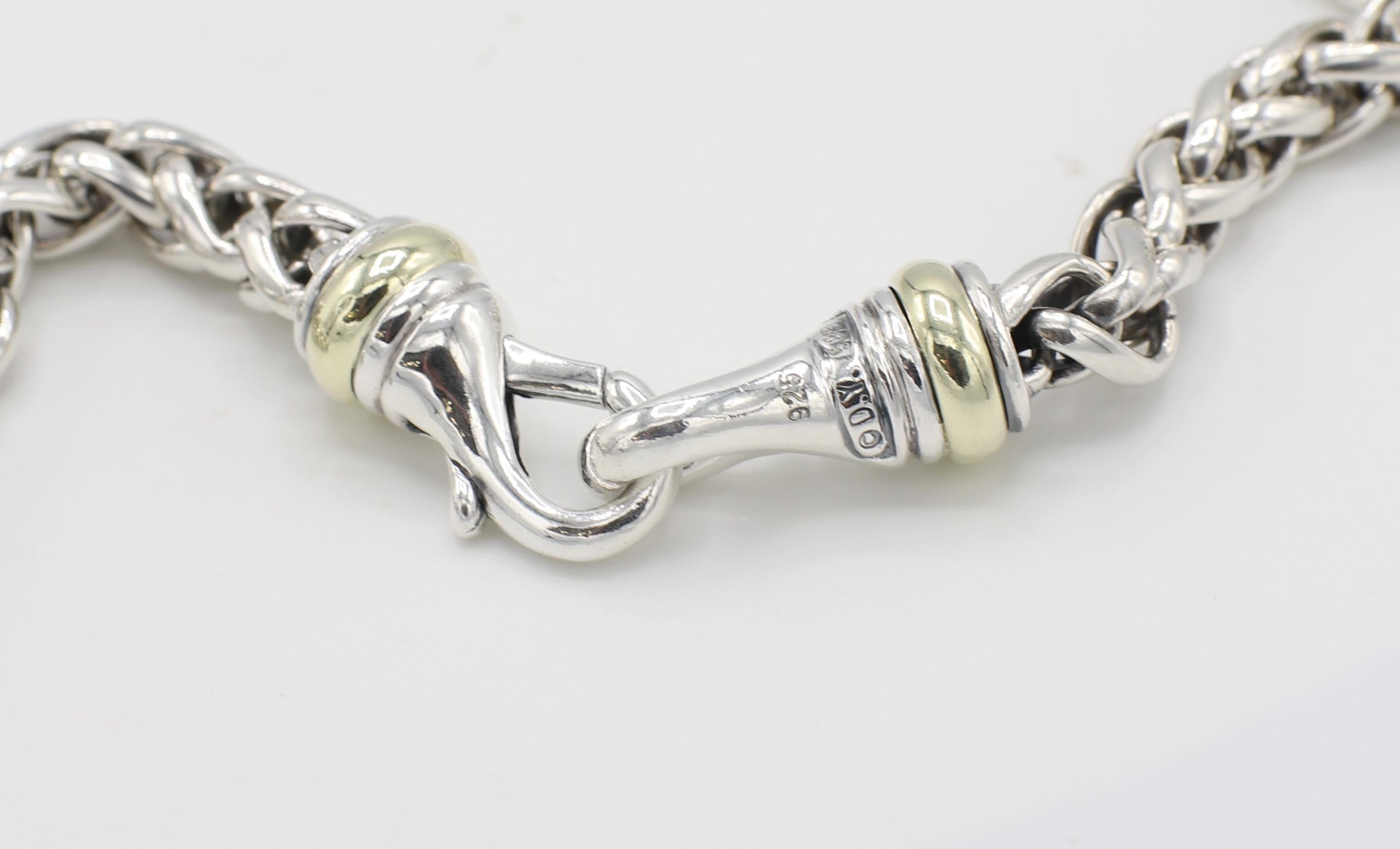 Rough Cut David Yurman Albion Onyx & Diamond Large Enhancer Pendant Wheat Chain Necklace 