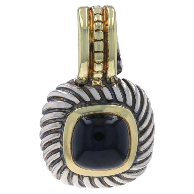 David Yurman Albion Onyx Enhancer Pendant Sterling 925 Yellow Gold 14k Cabochon