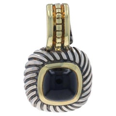David Yurman Albion Onyx Enhancer Pendant Sterling 925 Yellow Gold 14k Cabochon