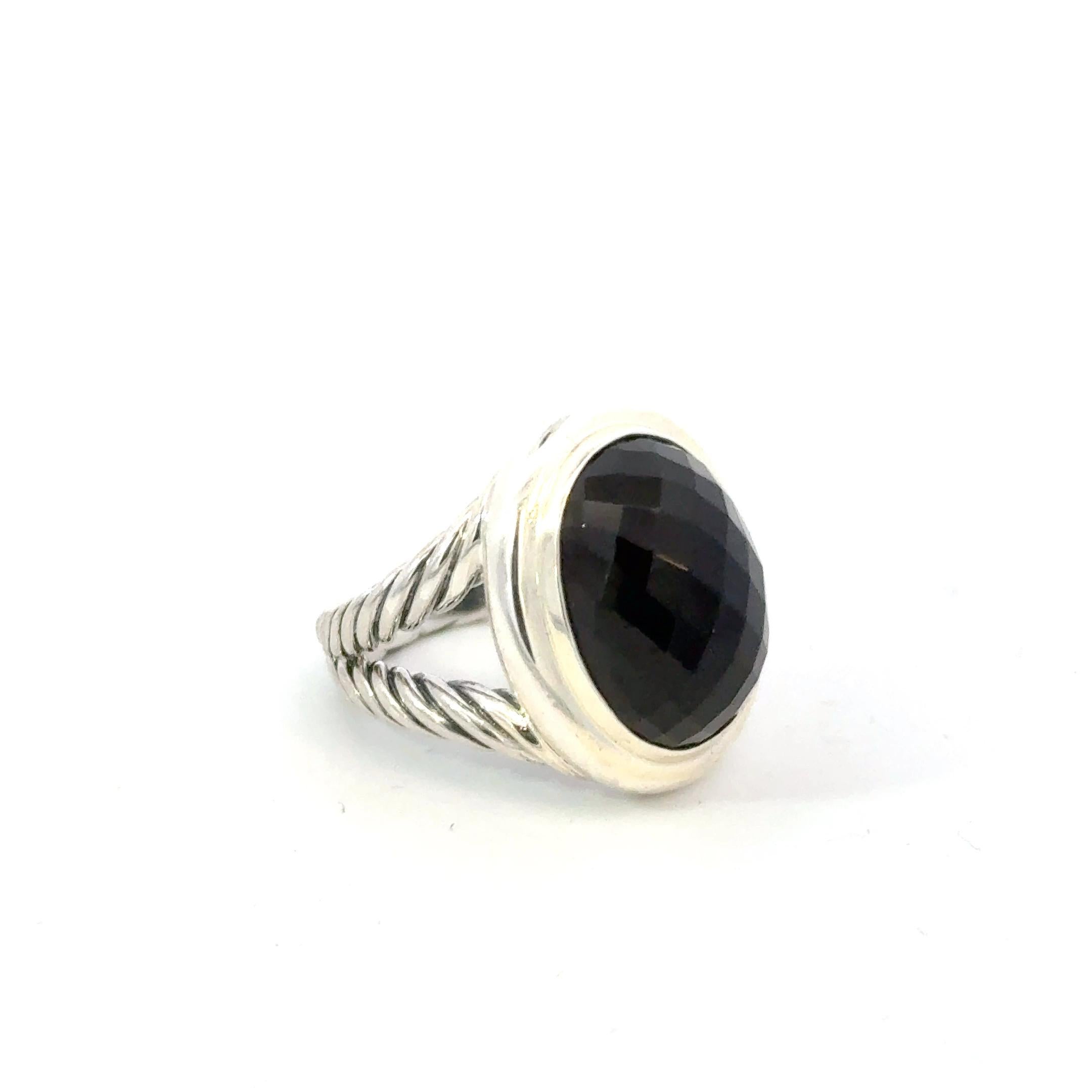 David Yurman Albion Onyx-Ring Größe 8 Sterlingsilber Nachlass (Ovalschliff) im Angebot
