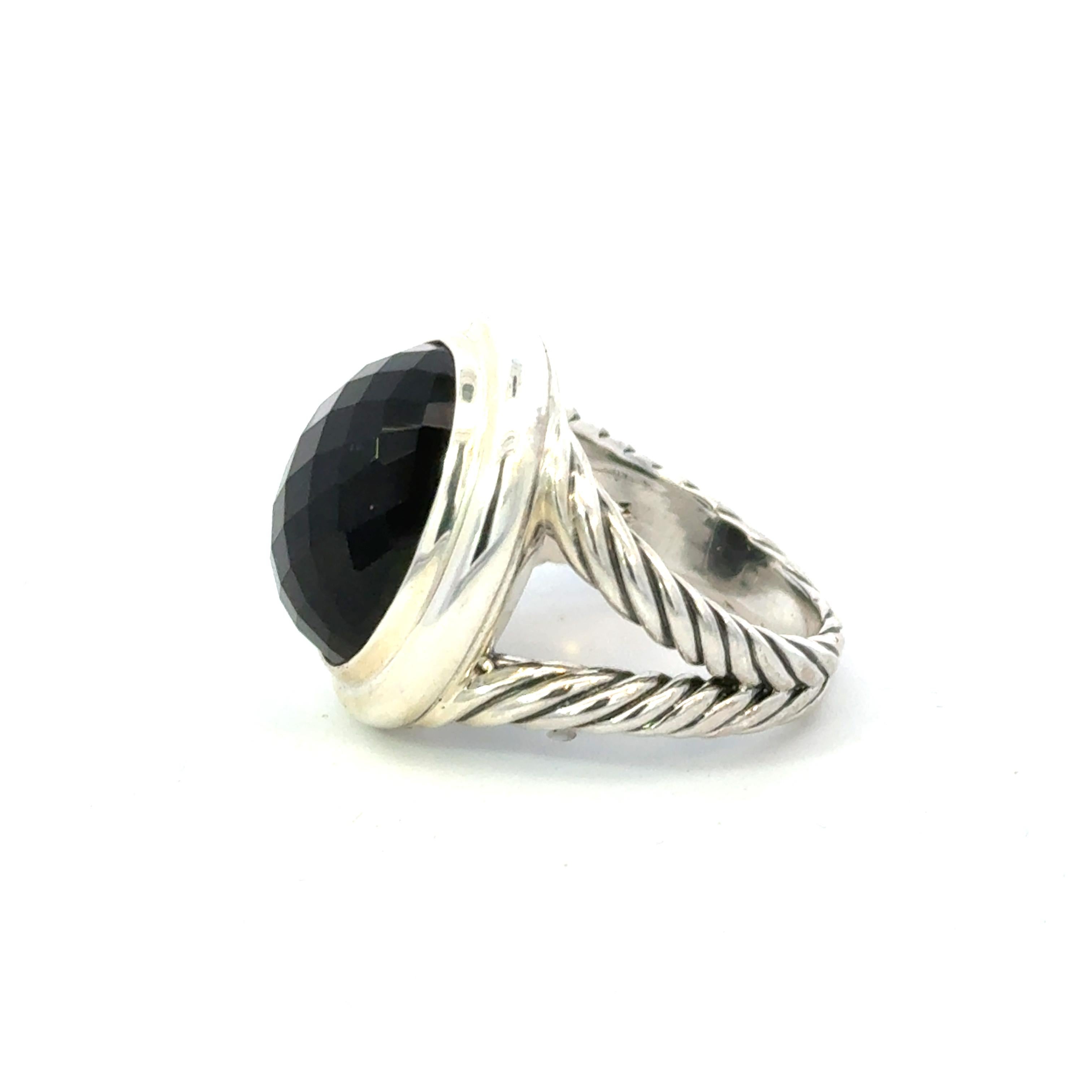 David Yurman Albion Onyx-Ring Größe 8 Sterlingsilber Nachlass im Zustand „Gut“ im Angebot in Brooklyn, NY