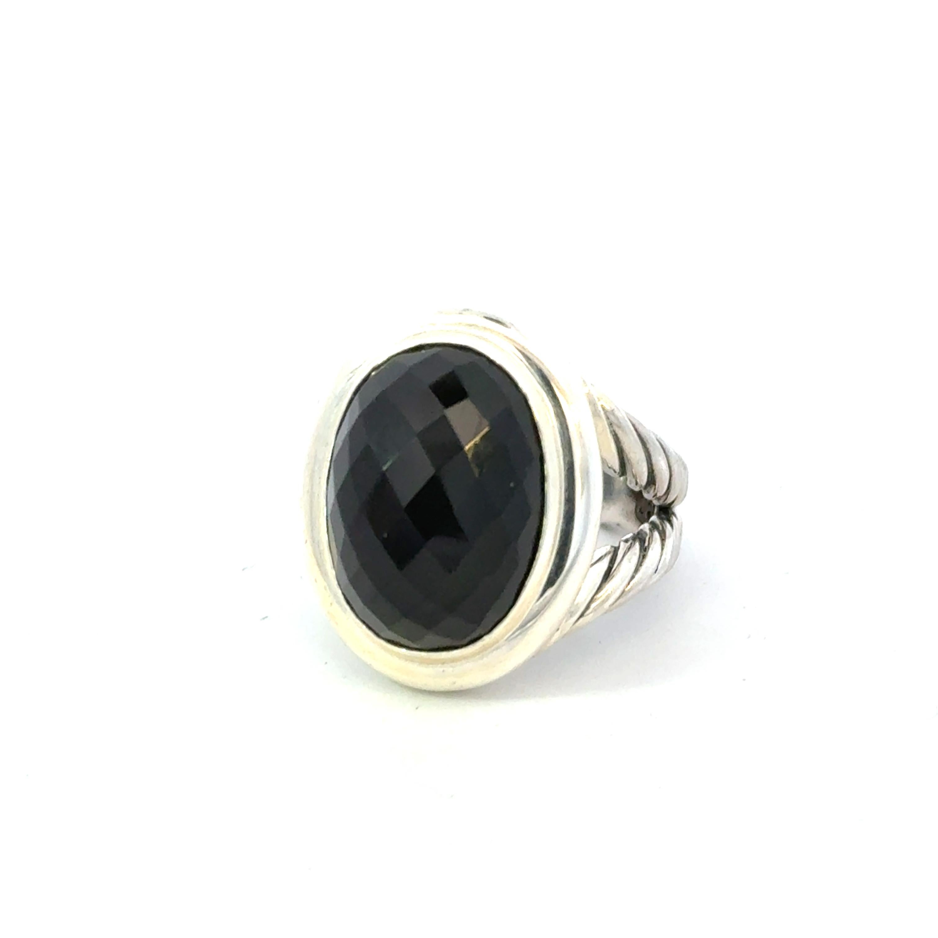 David Yurman Albion Onyx-Ring Größe 8 Sterlingsilber Nachlass im Angebot 1