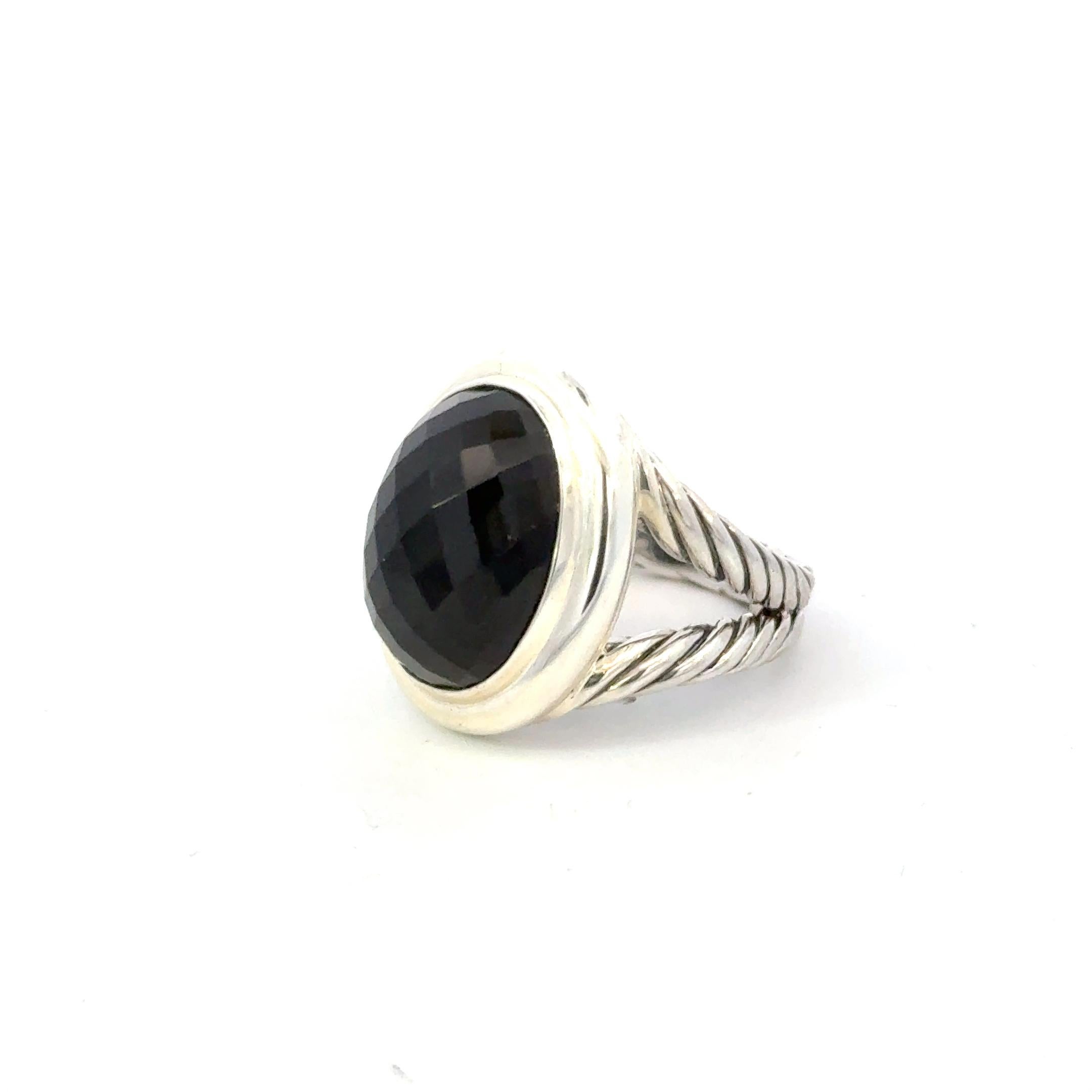 David Yurman Albion Onyx-Ring Größe 8 Sterlingsilber Nachlass im Angebot 2