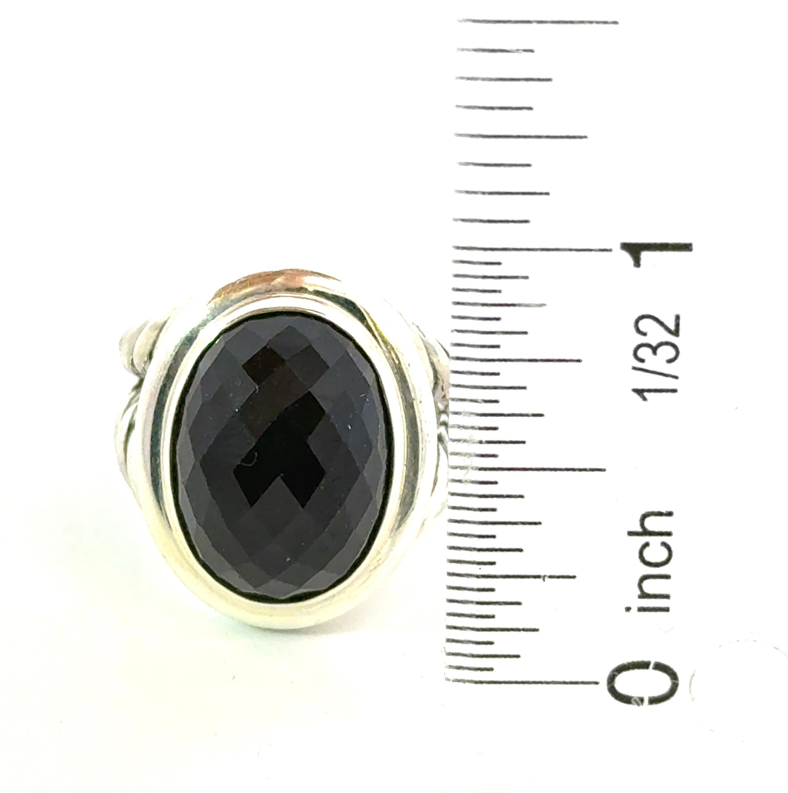 David Yurman Albion Onyx-Ring Größe 8 Sterlingsilber Nachlass im Angebot 3