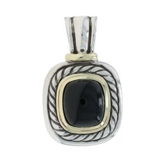 David Yurman Albion Onyx Solitaire Enhancer Pendant Sterling 925 Yellow Gold 14k