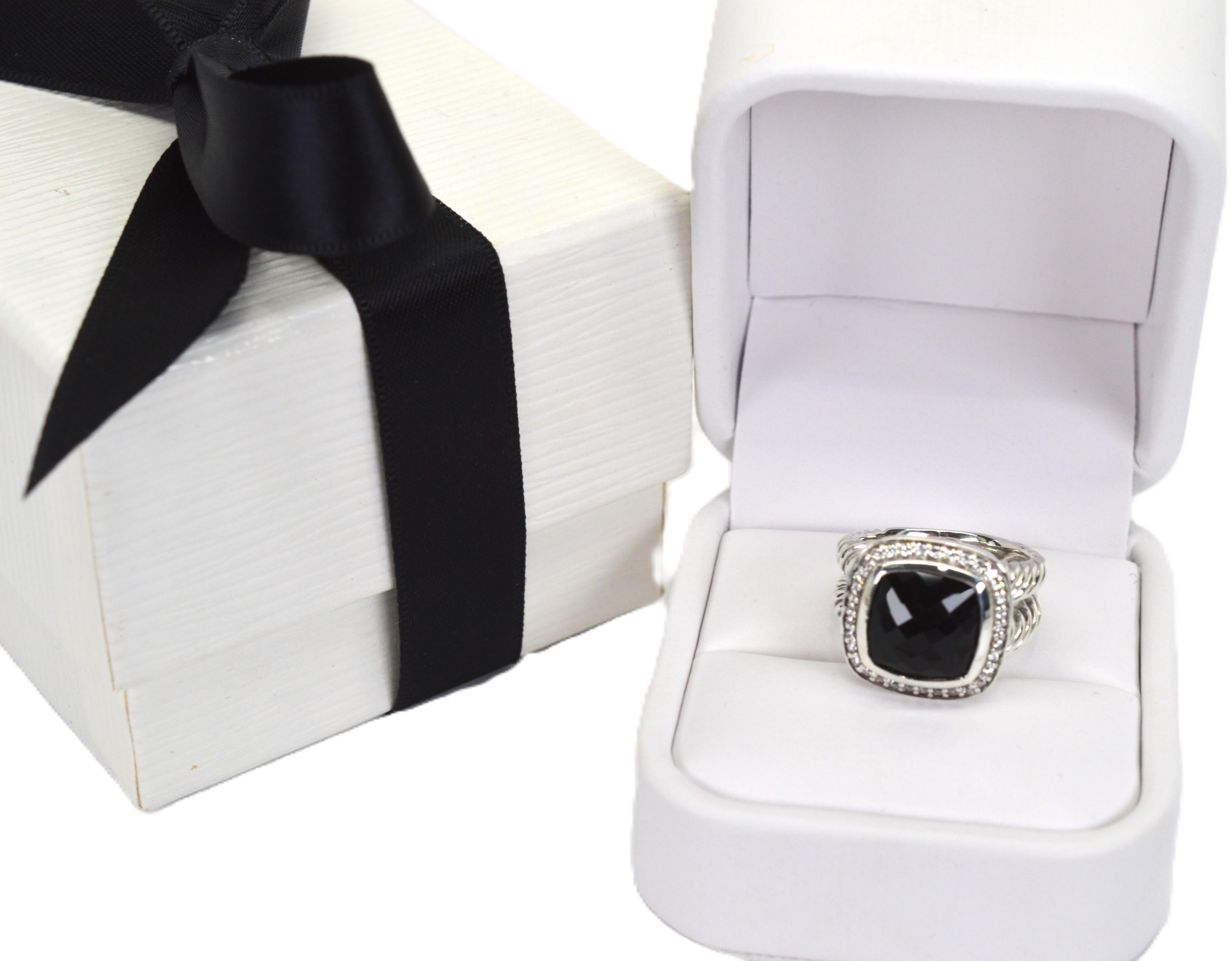 David Yurman Albion Onyx Sterling Silver Diamond Ring im Zustand „Hervorragend“ im Angebot in Mount Kisco, NY