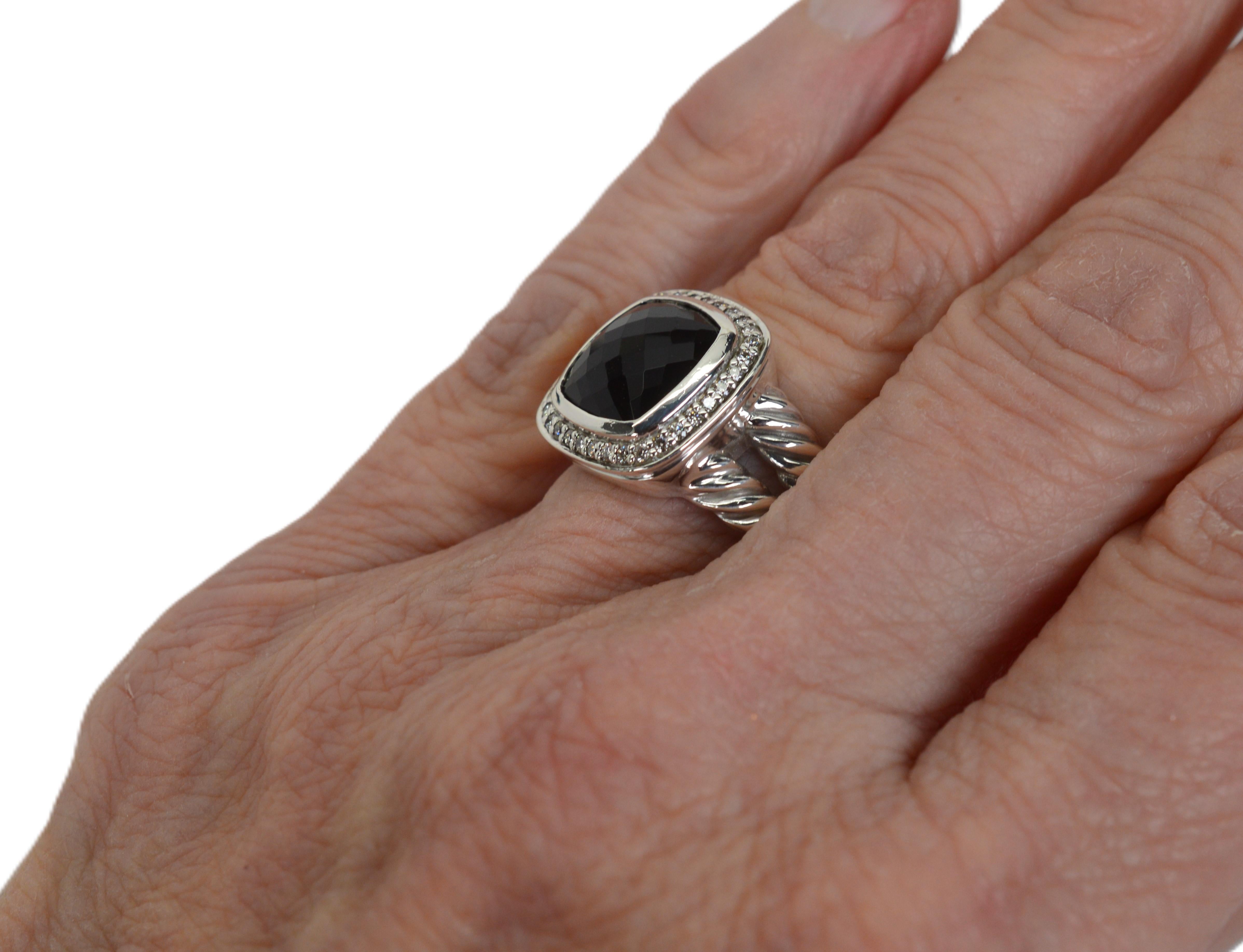 David Yurman Albion Onyx Sterling Silver Diamond Ring Damen im Angebot