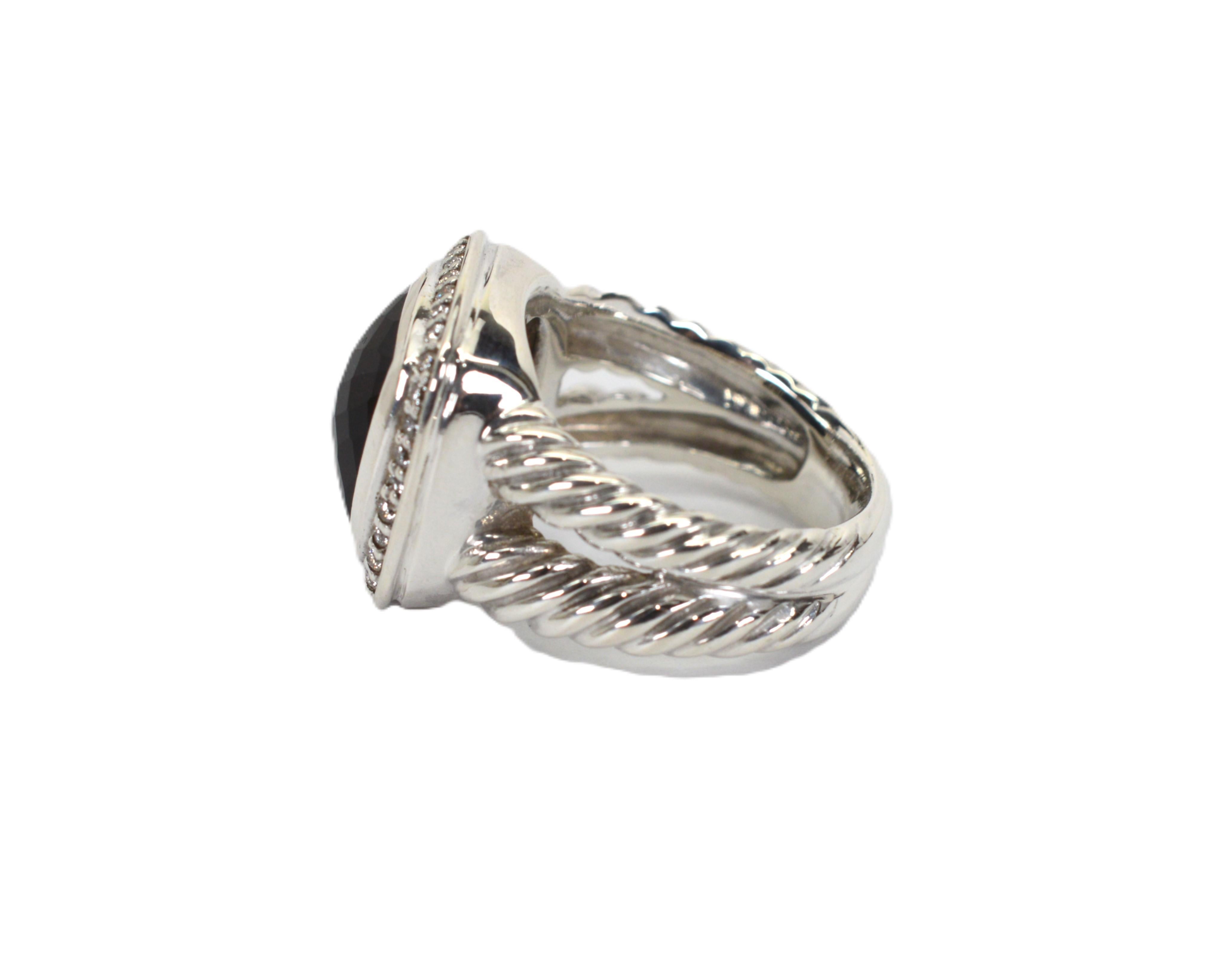 David Yurman Albion Onyx Sterling Silver Diamond Ring im Angebot 3
