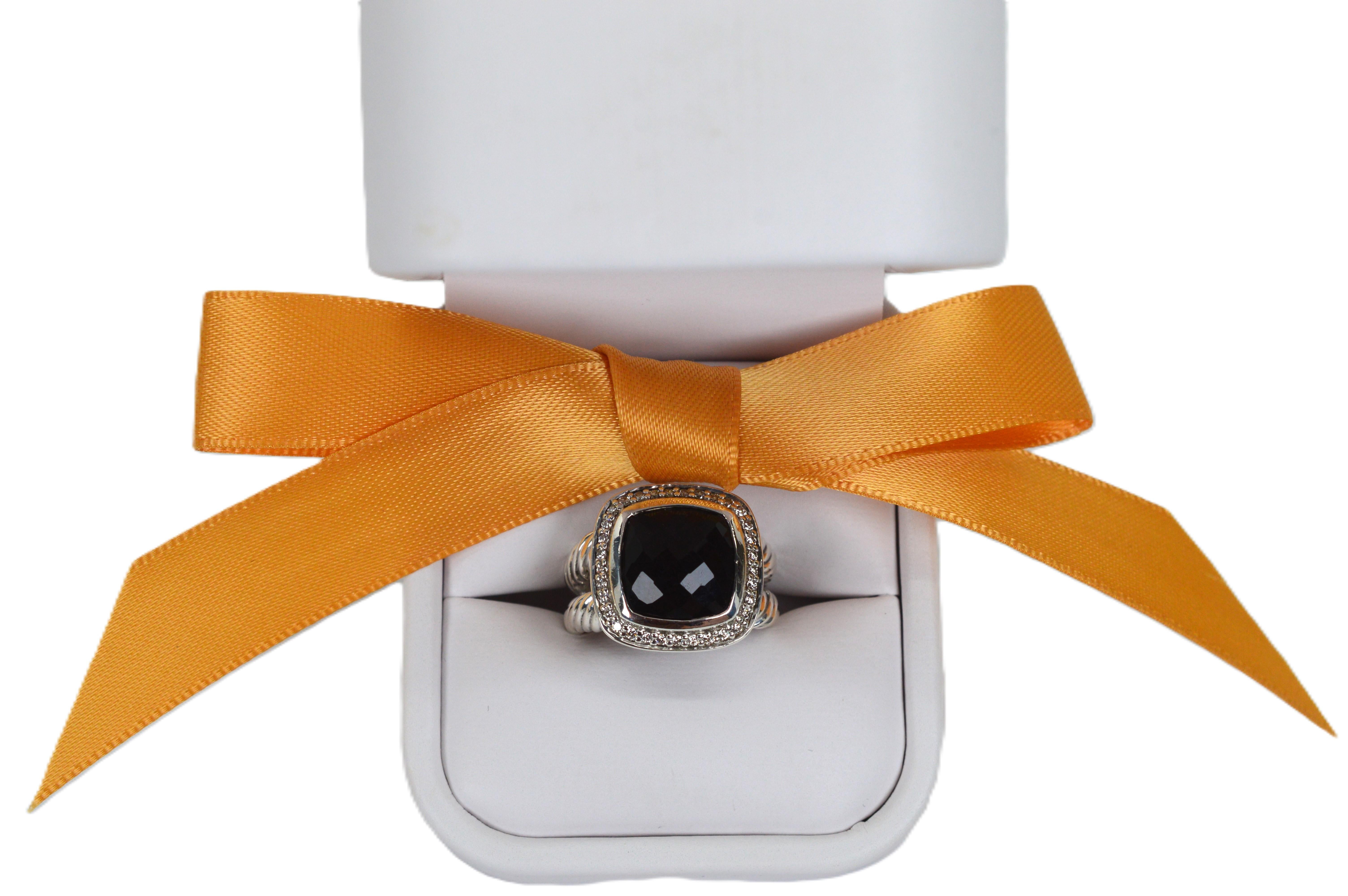David Yurman Albion Onyx Sterling Silver Diamond Ring im Angebot 4