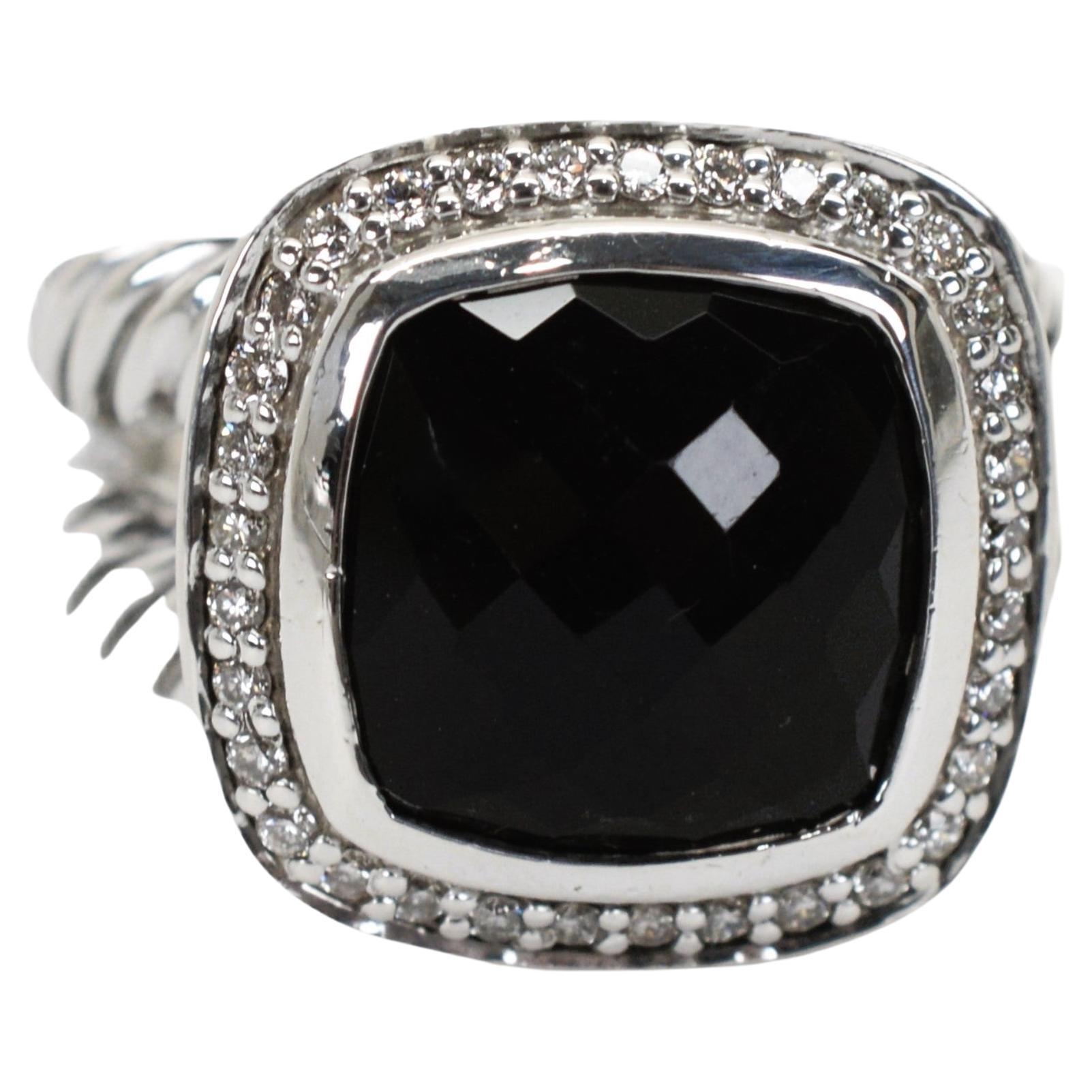 David Yurman Albion Onyx Sterling Silver Diamond Ring