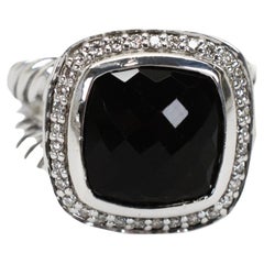 David Yurman Albion Onyx Sterling Silver Diamond Ring