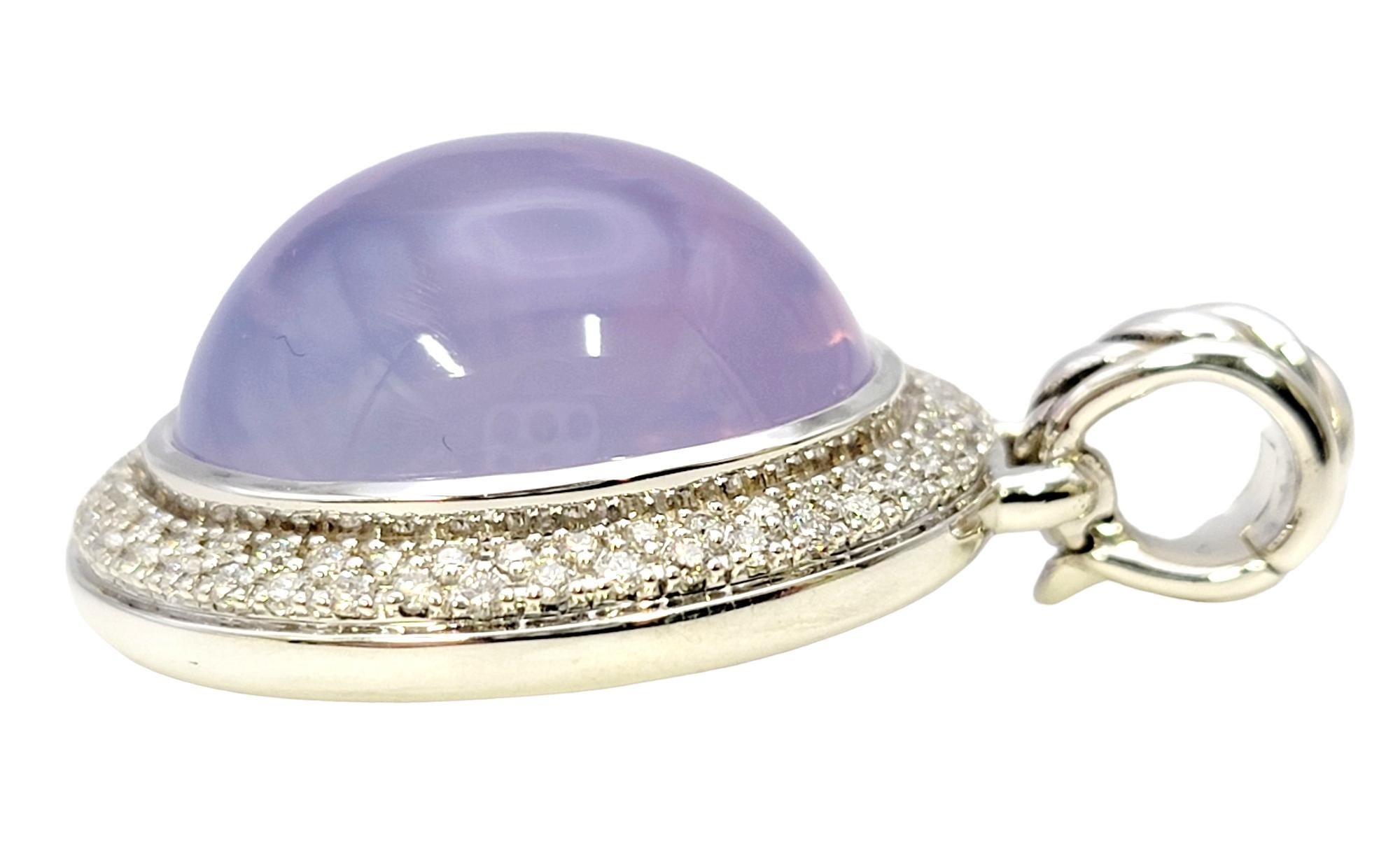 Contemporary David Yurman Albion Pave Diamond and Cabochon Chalcedony Sterling Silver Pendant