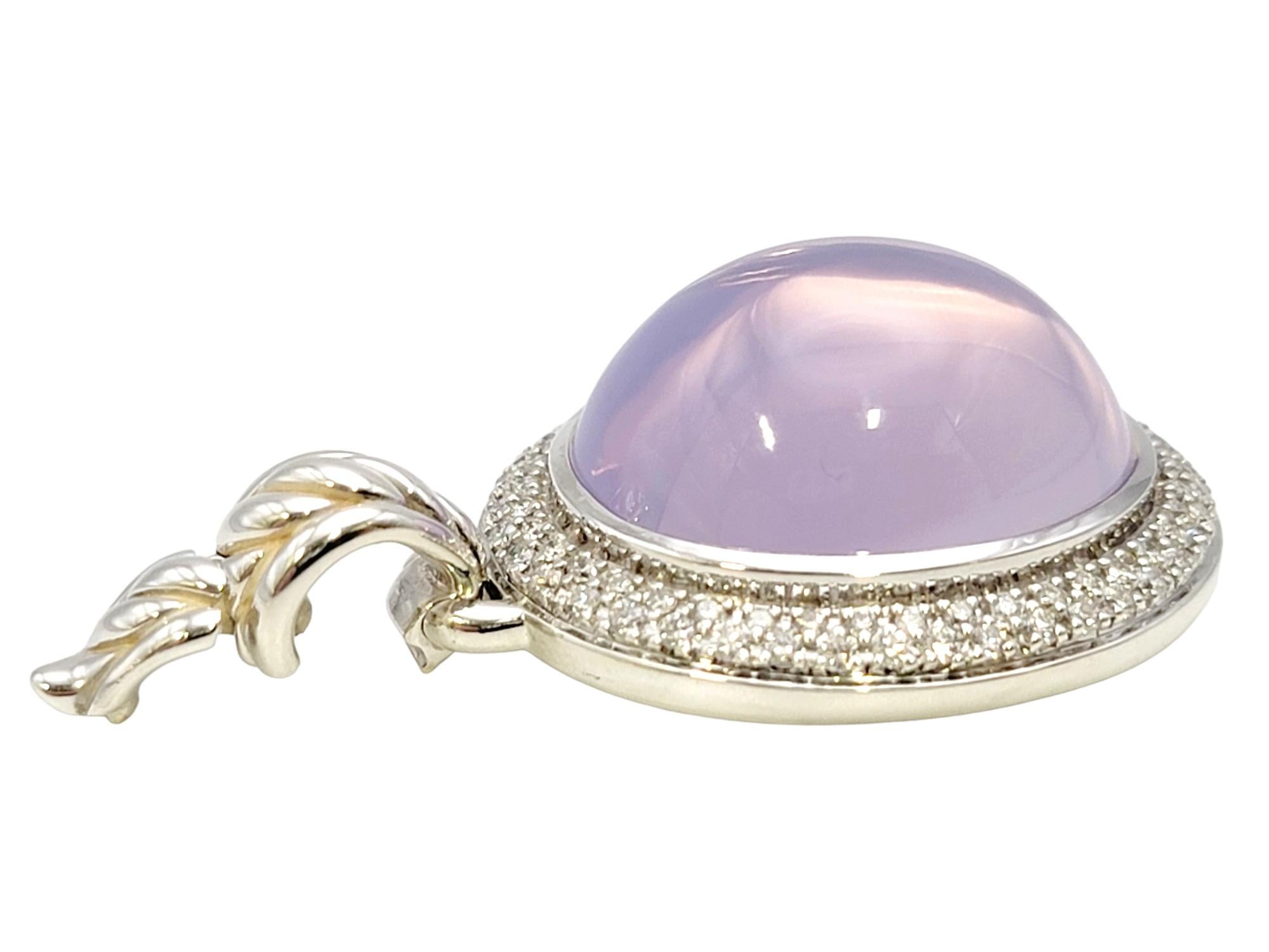 David Yurman Albion Pave Diamond and Cabochon Chalcedony Sterling Silver Pendant In Good Condition In Scottsdale, AZ