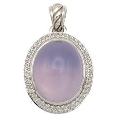 David Yurman Albion Pave Diamond and Cabochon Chalcedony Sterling Silver Pendant