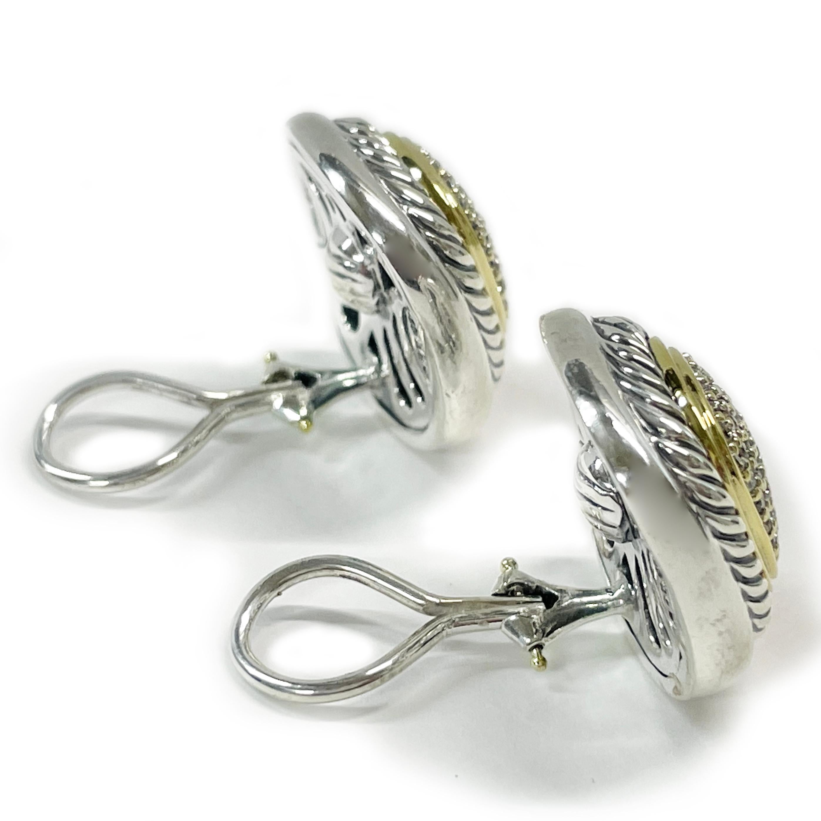 Contemporary David Yurman Albion Pave Diamond Clip-On Earrings For Sale