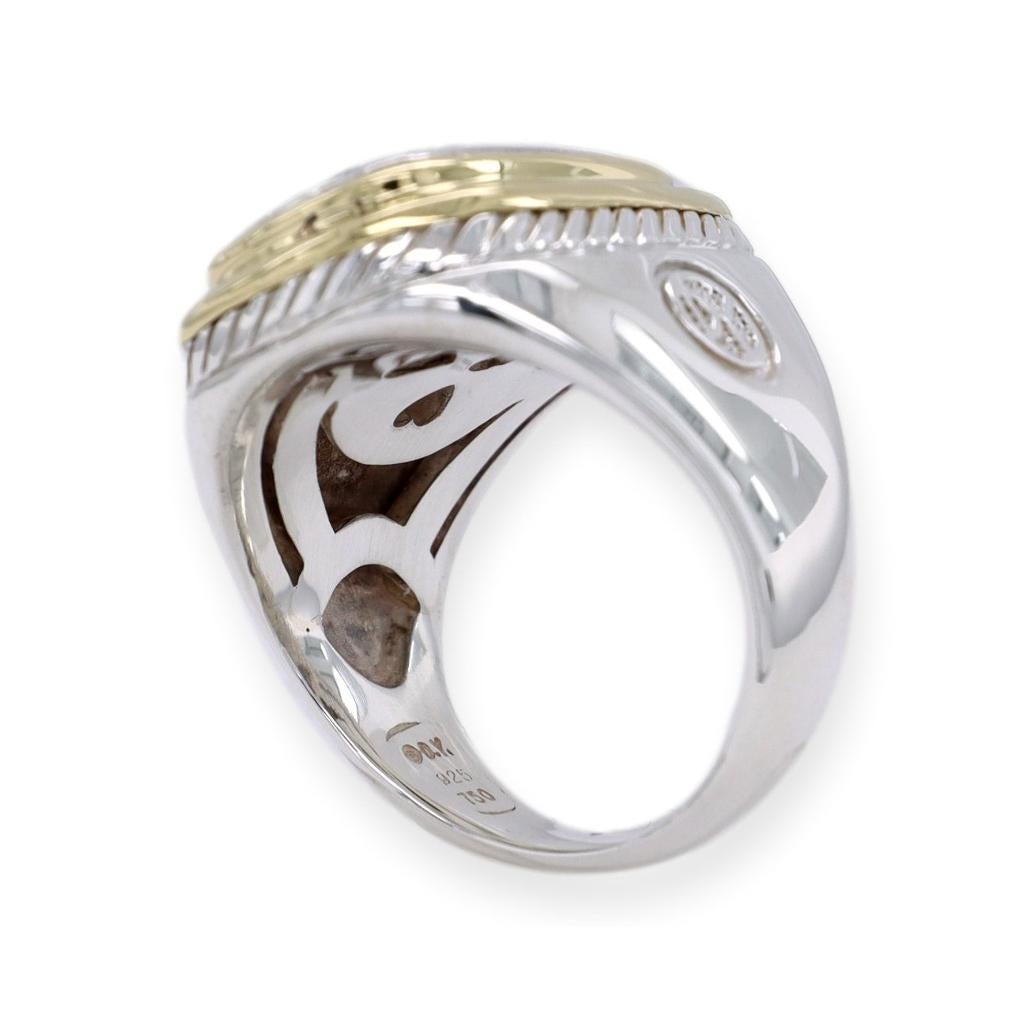 David Yurman Albion Paved Diamond Silver and 18k Gold Elongated Cocktail Ring 1