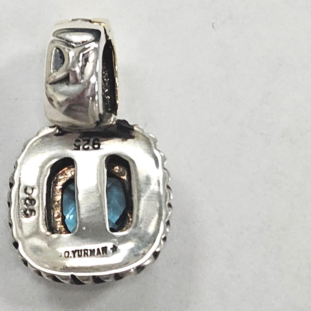 David Yurman - Ciondolo Albion - Topazio blu, argento e oro 14K In condizioni ottime in vendita a North Miami, FL
