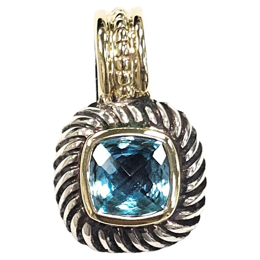 David Yurman - Ciondolo Albion - Topazio blu, argento e oro 14K in vendita