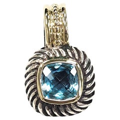 David Yurman - Ciondolo Albion - Topazio blu, argento e oro 14K
