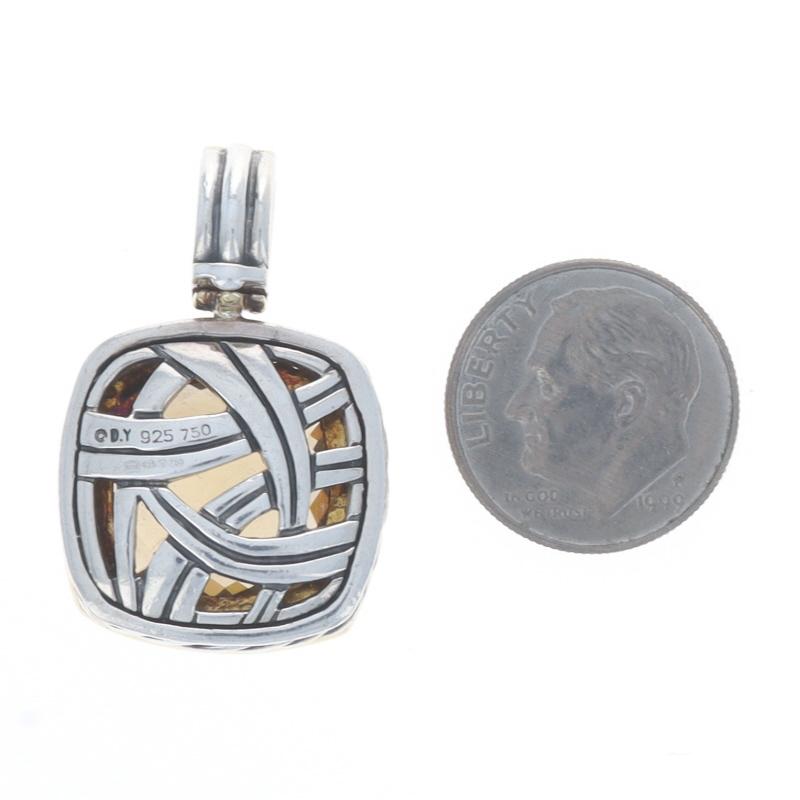 David Yurman Albion Pendant Smoky Quartz Diamond 925 Yellow Gold 18k .28ctw Halo In Excellent Condition For Sale In Greensboro, NC