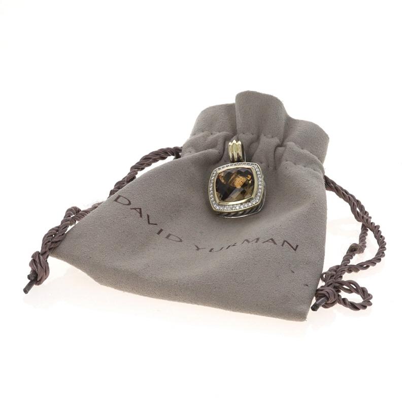 Women's David Yurman Albion Pendant Smoky Quartz Diamond 925 Yellow Gold 18k .28ctw Halo For Sale