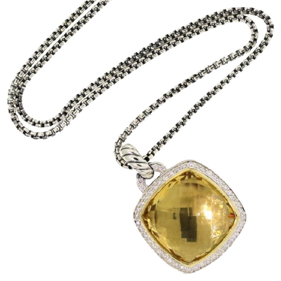 David Yurman Albion Pendant with Champagne Citrine and Diamonds and 18K Gold On In New Condition In New York, NY