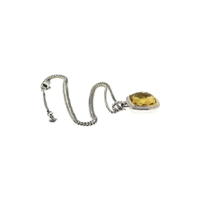Women's David Yurman Albion Pendant with Champagne Citrine and Diamonds and 18K Gold On