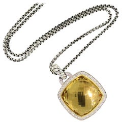 David Yurman Albion Pendant with Champagne Citrine and Diamonds and 18K Gold On