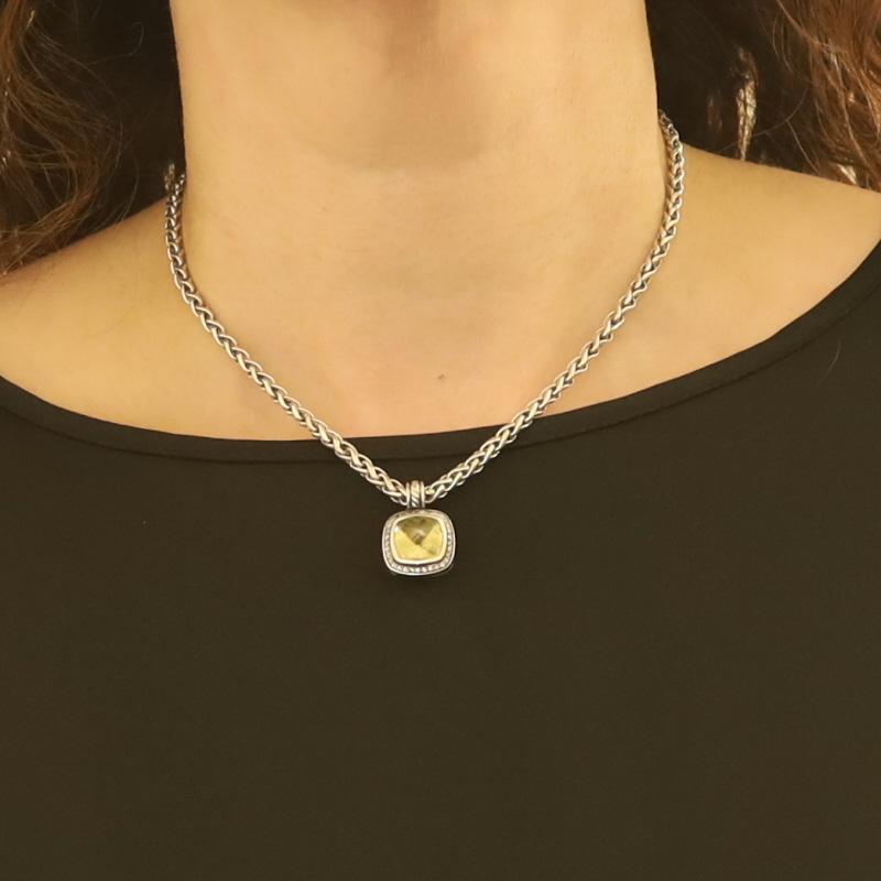 Taglio rotondo David Yurman Collana di grano con diamante Albion Peridot Enhancer 16