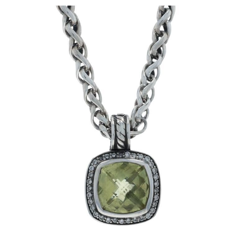 David Yurman Collana di grano con diamante Albion Peridot Enhancer 16" Ster 925 Cushion in vendita