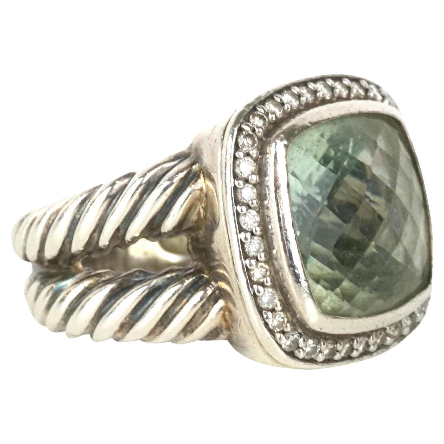 David Yurman Albion Prasiolite & Diamond Sterling Silver Ring For Sale