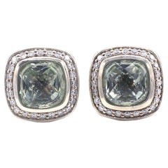 David Yurman Albion Prasiolith & Diamant-Ohrstecker aus Sterlingsilber